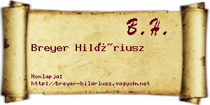 Breyer Hiláriusz névjegykártya